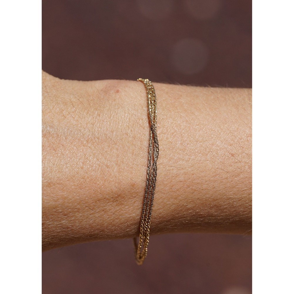 Vintage 14k Solid Yellow Gold Three-Strand Rope Tennis Bracelet - Mesh 3.06g